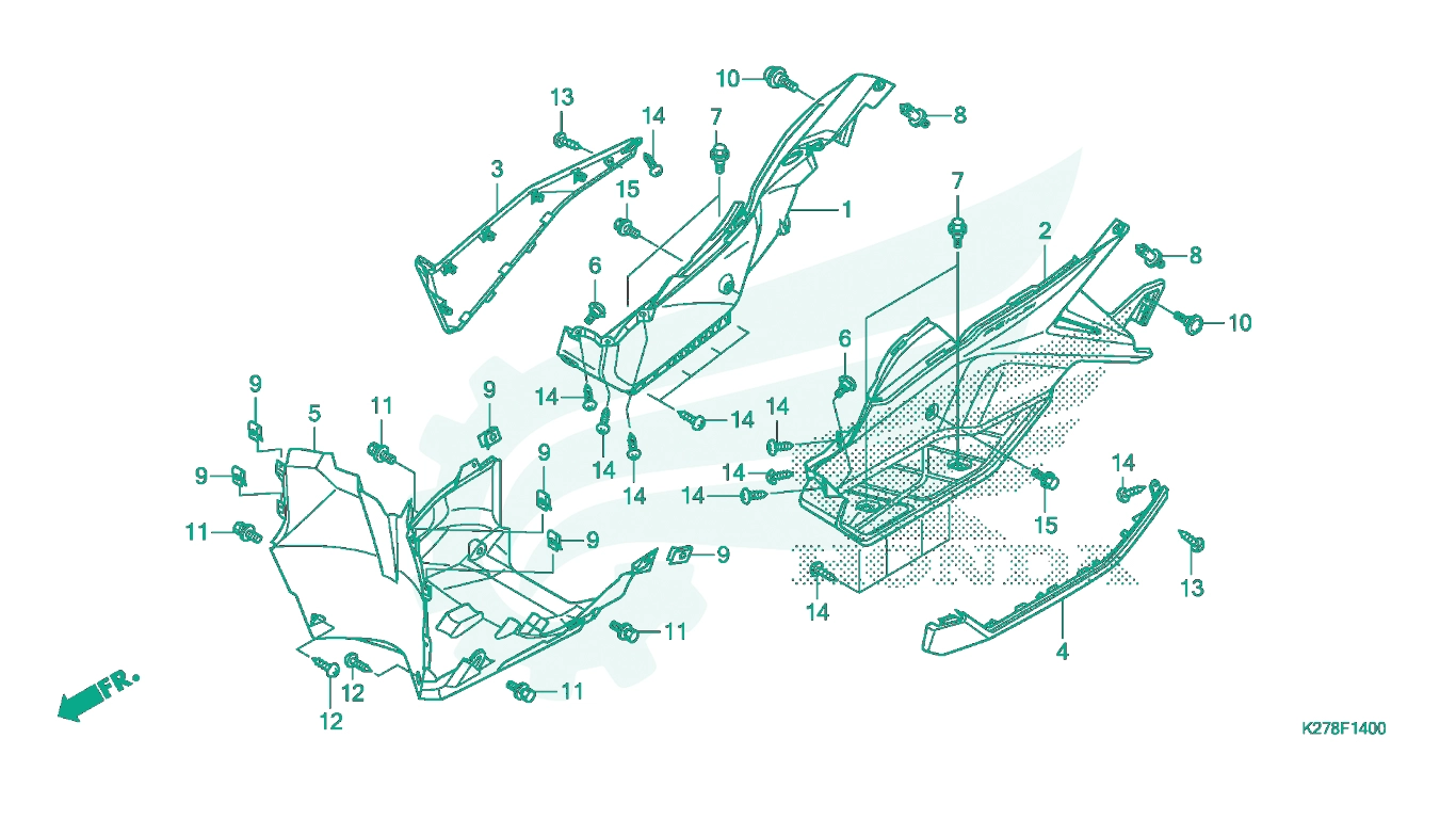 BỘ PHỤ TÙNG F - 14 CATALOGUE SÀN ĐỂ CHÂN / ỐP DƯỚI HONDA AIR BLADE K27A