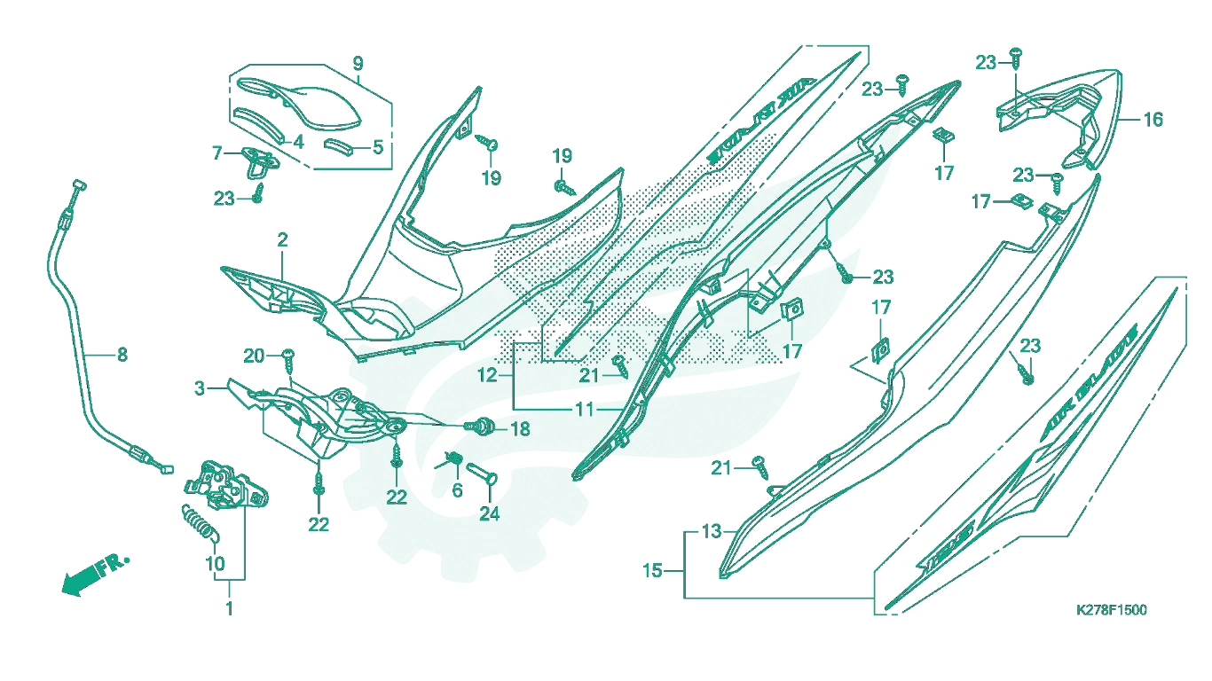 BỘ PHỤ TÙNG F - 15 CATALOGUE BỘ ỐP THÂN XE HONDA AIR BLADE K27A