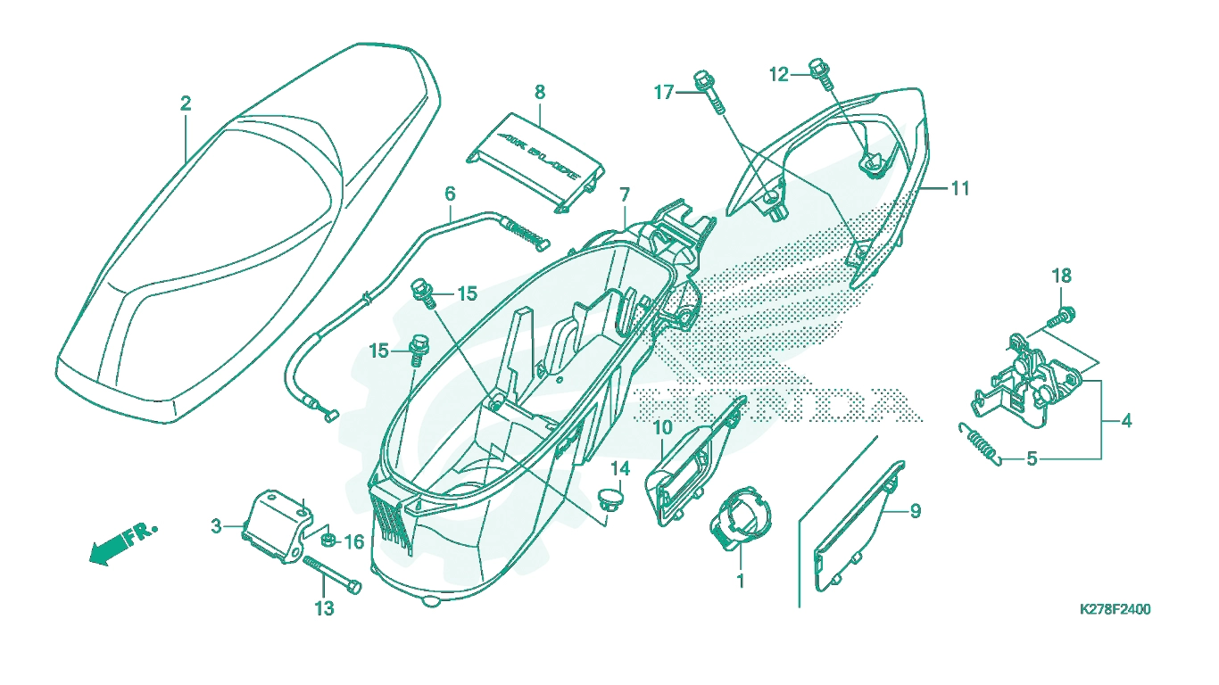 BỘ PHỤ TÙNG F - 24 CATALOGUE YÊN XE / HỘC ĐỰNG ĐỒ HONDA AIR BLADE K27A