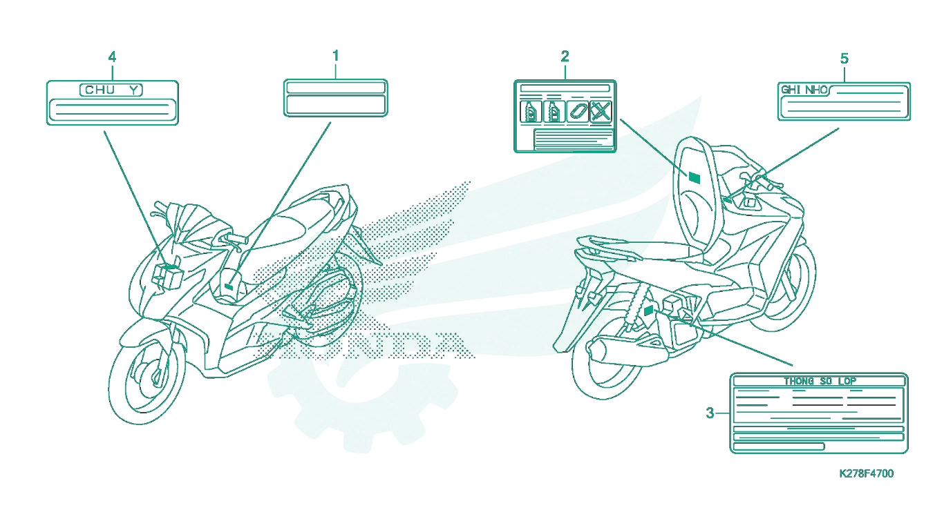 BỘ PHỤ TÙNG F - 47 CATALOGUE TEM CẢNH BÁO HONDA AIR BLADE K27A