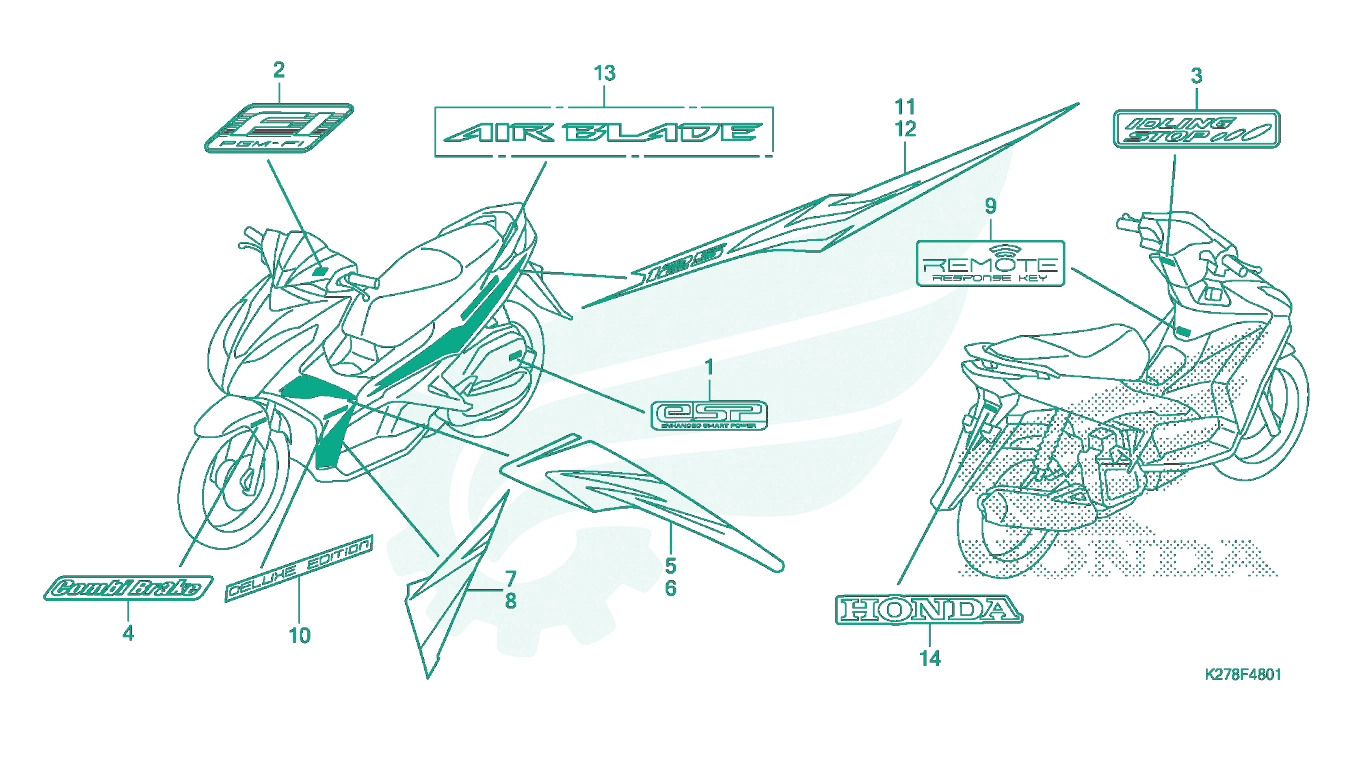 BỘ PHỤ TÙNG F - 48 - 1 CATALOGUE TEM (ACA125CBF - 2V) HONDA AIR BLADE K27A