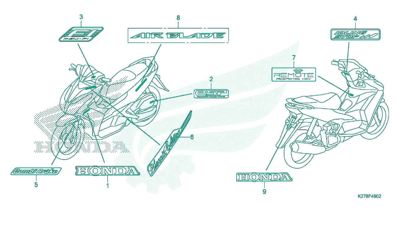 BỘ PHỤ TÙNG F - 48 - 2 CATALOGUE TEM (ACA125CBF - 3V) HONDA AIR BLADE K27A