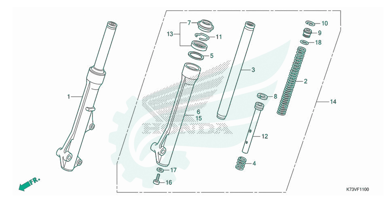 BỘ PHỤ TÙNG F - 11 CATALOGUE GIẢM XÓC TRƯỚC HONDA FUTURE 125 K73