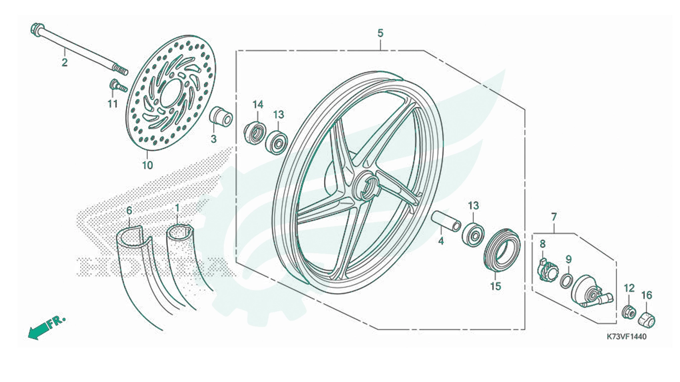 BỘ PHỤ TÙNG F - 14 - 40 CATALOGUE BÁNH TRƯỚC (AFS125CSF) HONDA FUTURE 125 K73