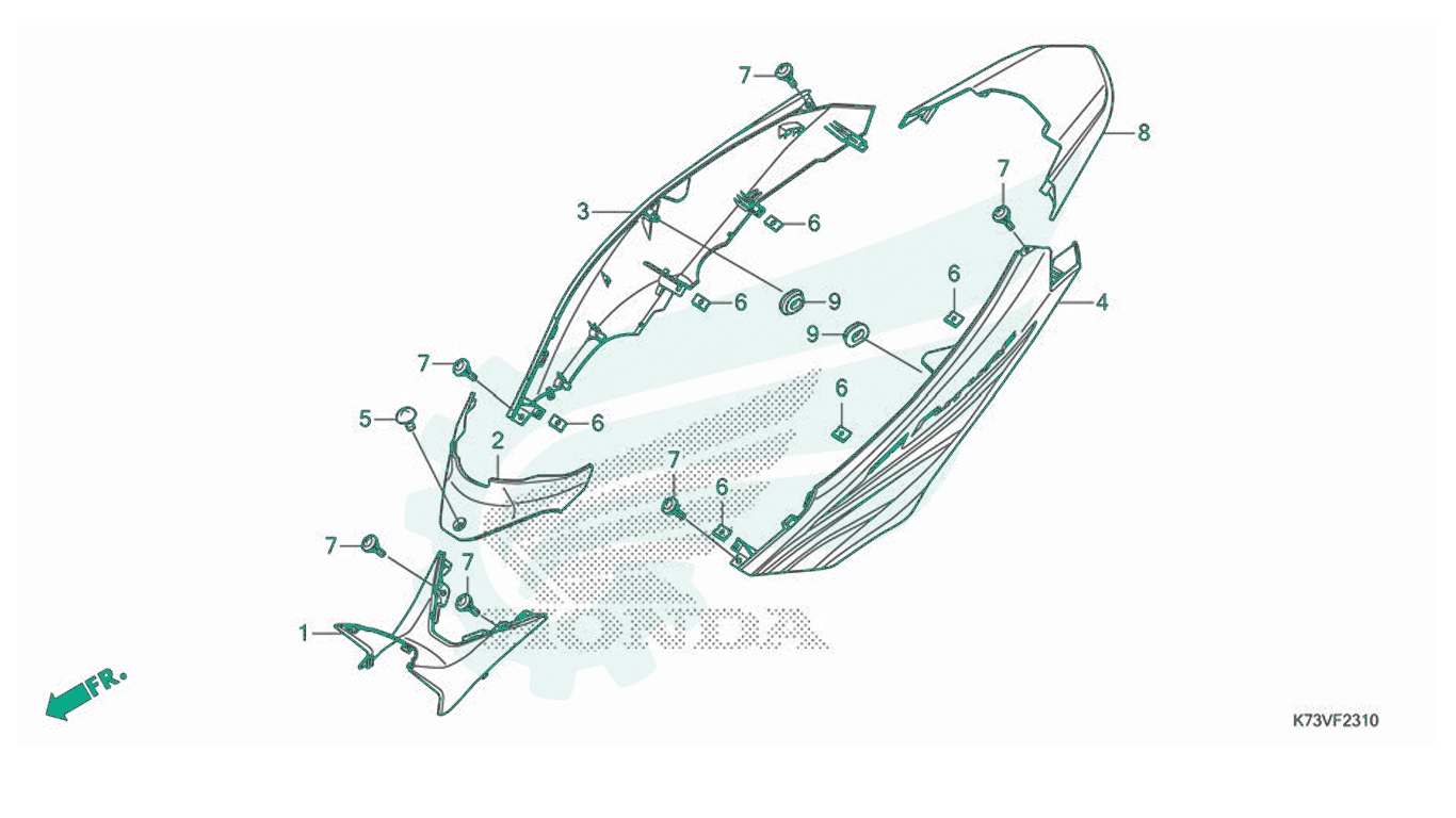 BỘ PHỤ TÙNG F - 23 - 10 CATALOGUE ỐP THÂN HONDA FUTURE 125 K73