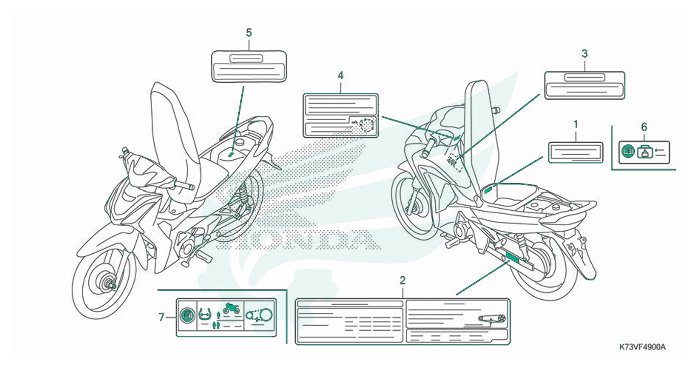 BỘ PHỤ TÙNG F - 49 CATALOGUE NHÃN CẢNH BÁO HONDA FUTURE 125 K73