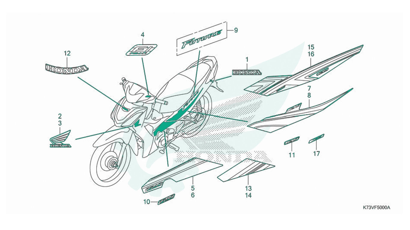 BỘ PHỤ TÙNG F - 50 CATALOGUE TEM HONDA FUTURE 125 K73