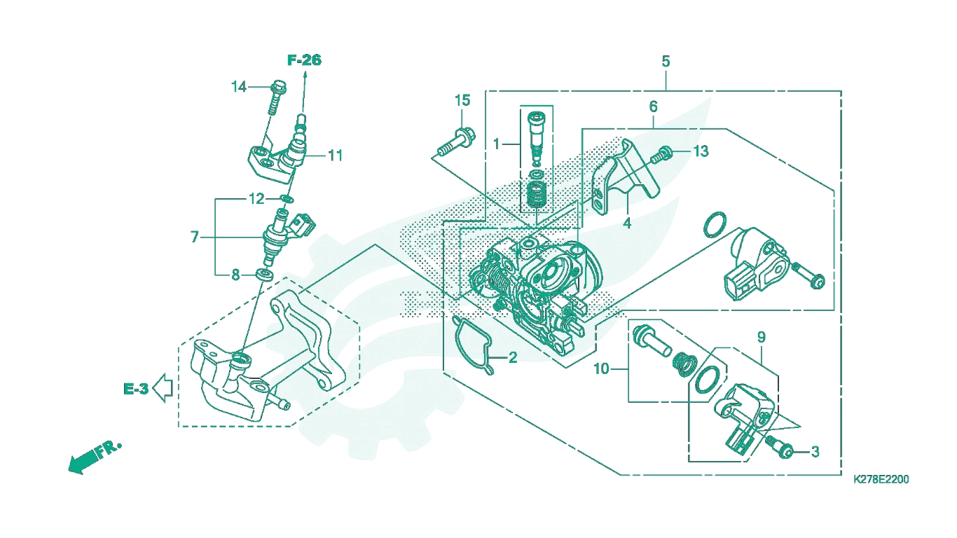 BỘ PHỤ TÙNG E - 22 CATALOGUE CỤM BƯỚM GA / KIM PHUN NHIÊN LIỆU HONDA AIR BLADE 125 K27G