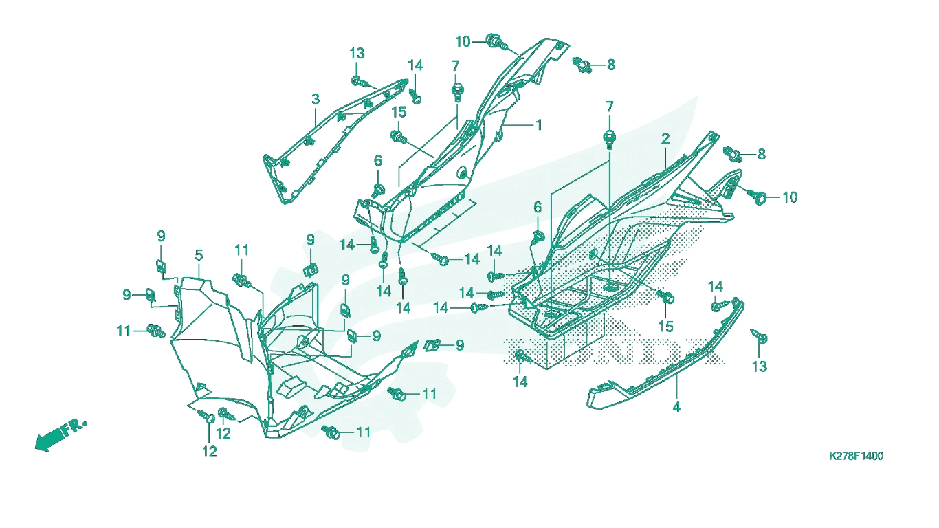 BỘ PHỤ TÙNG F - 14 CATALOGUE SÀN ĐỂ CHÂN / ỐP DƯỚI HONDA AIR BLADE 125 K27G
