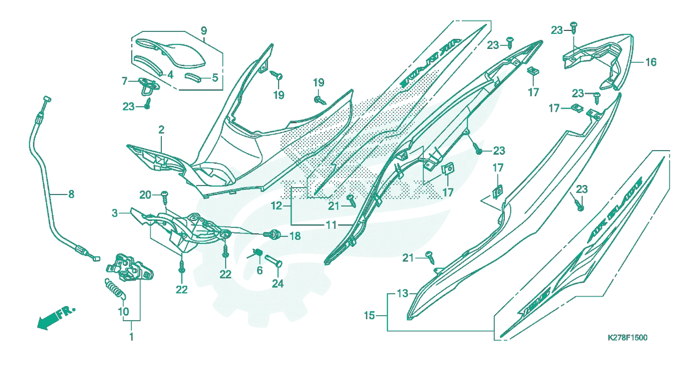 BỘ PHỤ TÙNG F - 15 CATALOGUE BỘ ỐP THÂN XE HONDA AIR BLADE 125 K27G
