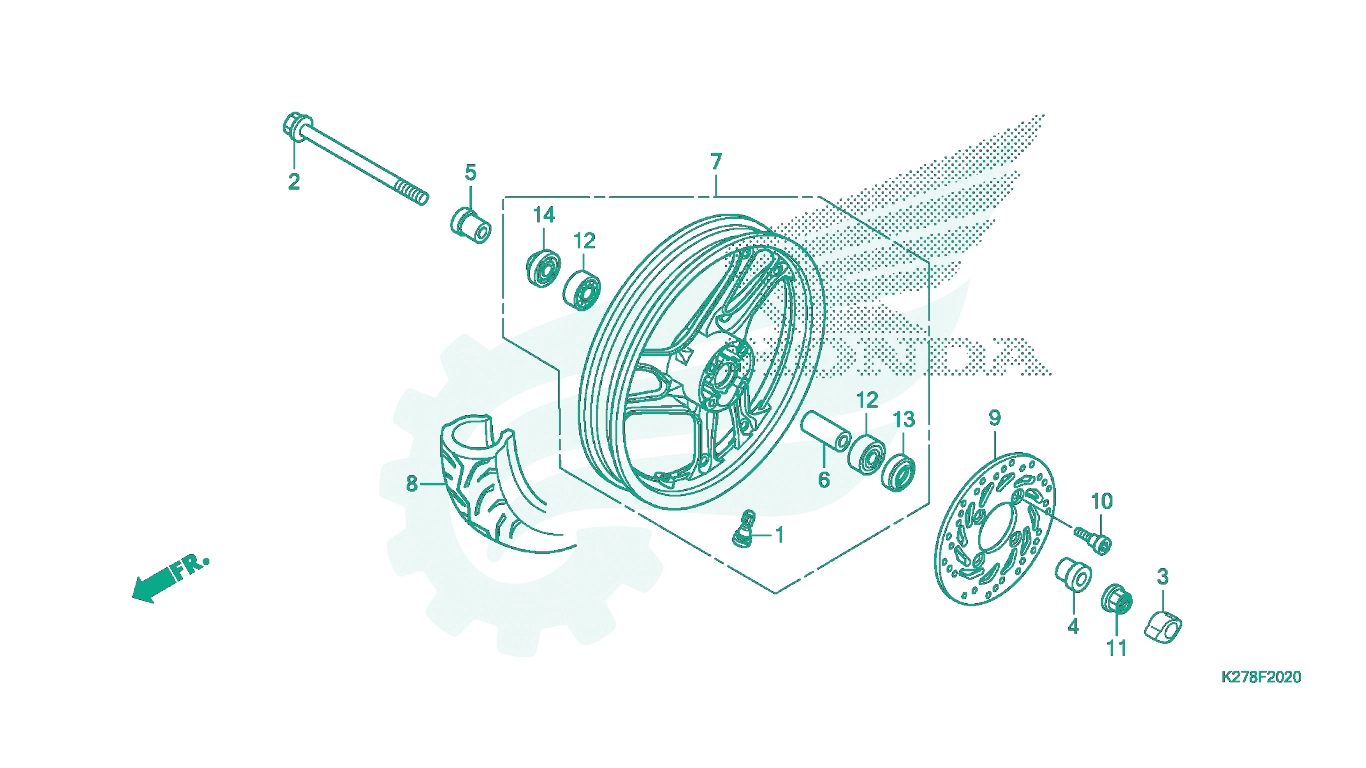BỘ PHỤ TÙNG F - 20 - 20 CATALOGUE BÁNH XE TRƯỚC HONDA AIR BLADE 125 K27G