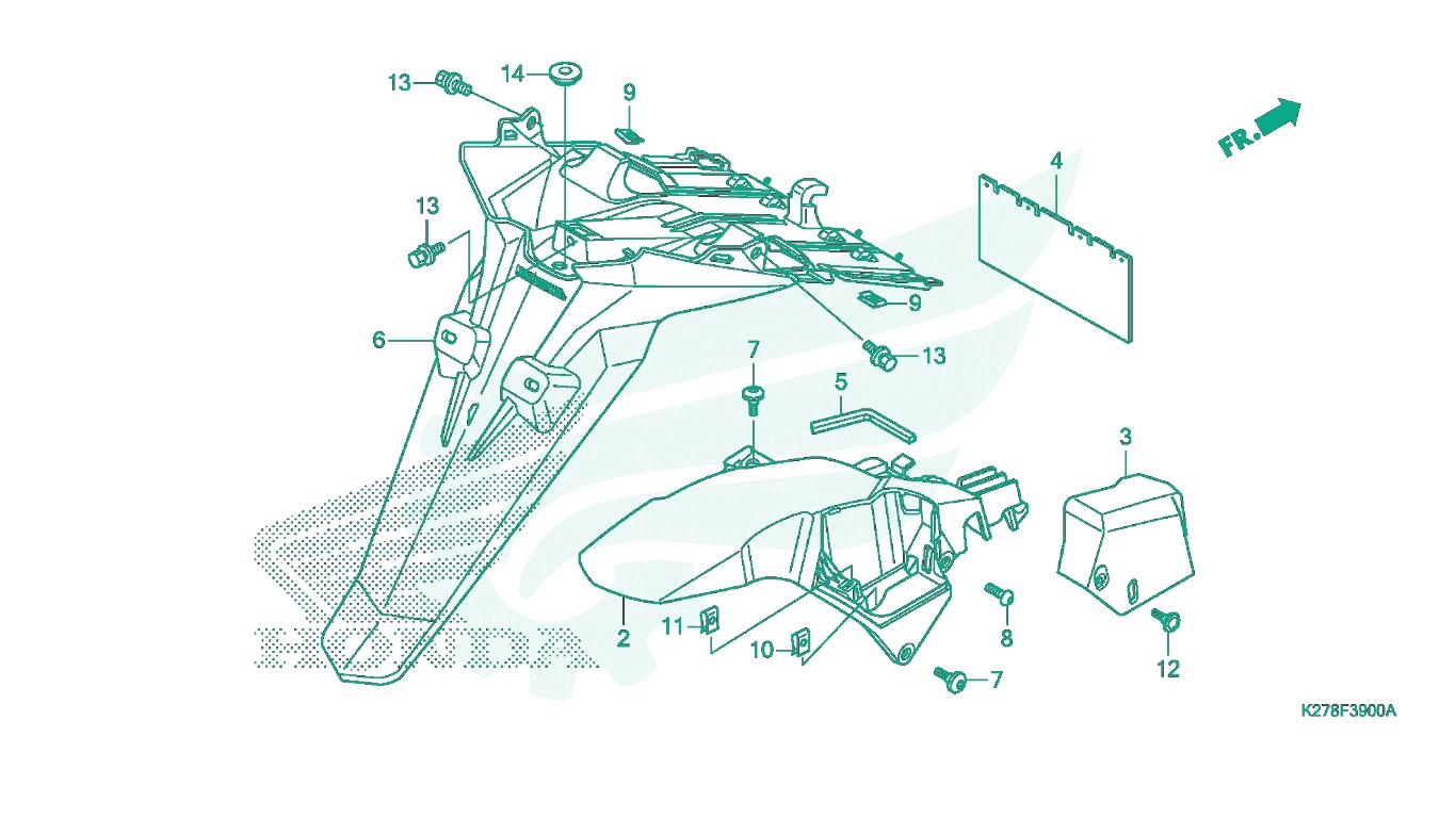 BỘ PHỤ TÙNG F - 39 CATALOGUE CHẮN BÙN SAU / ĐÈN BIỂN SỐ HONDA AIR BLADE 125 K27G
