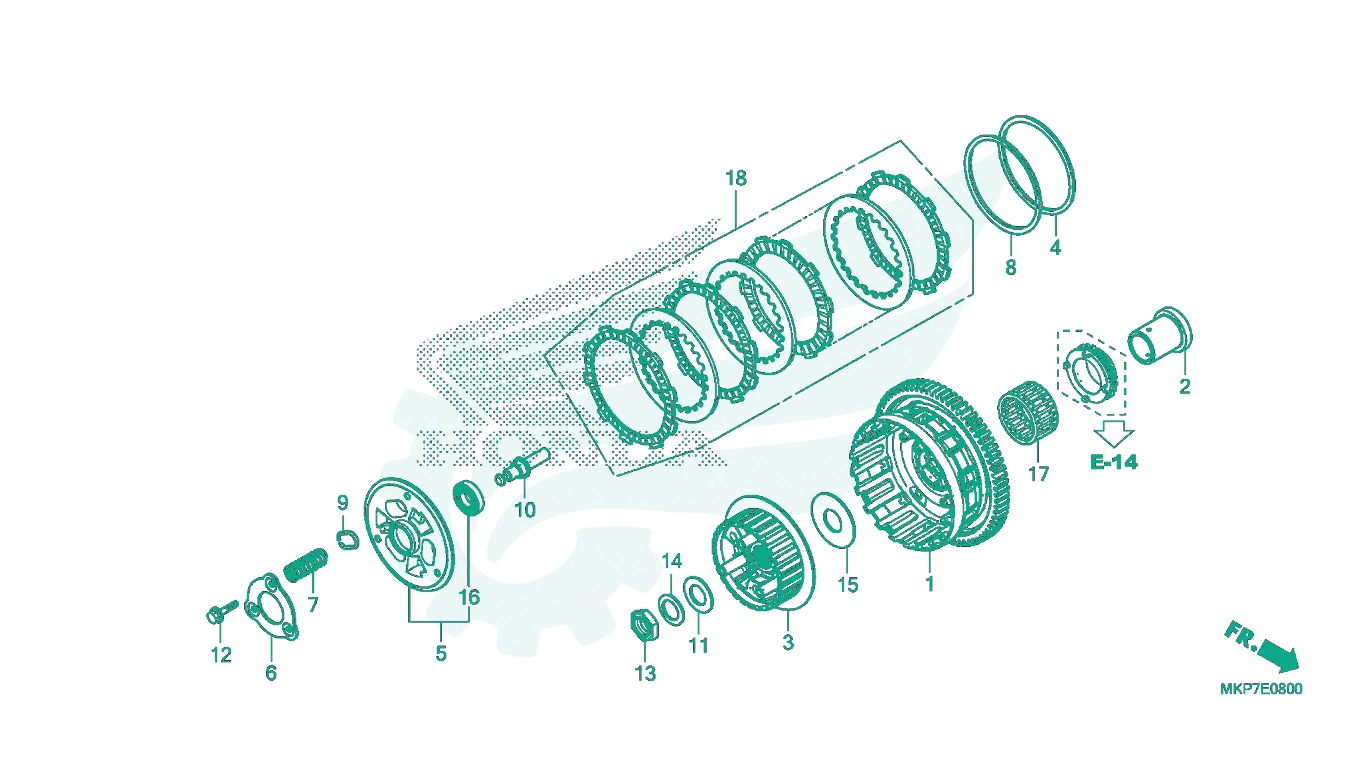 BỘ PHỤ TÙNG E8 CATALOGUE CLUTCH HONDA CB500X