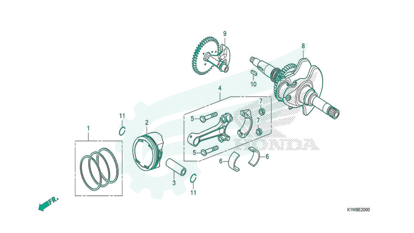 BỘ PHỤ TÙNG E - 20 CATALOGUE TRỤC CƠ / PISTON HONDA SH 350 (2021)