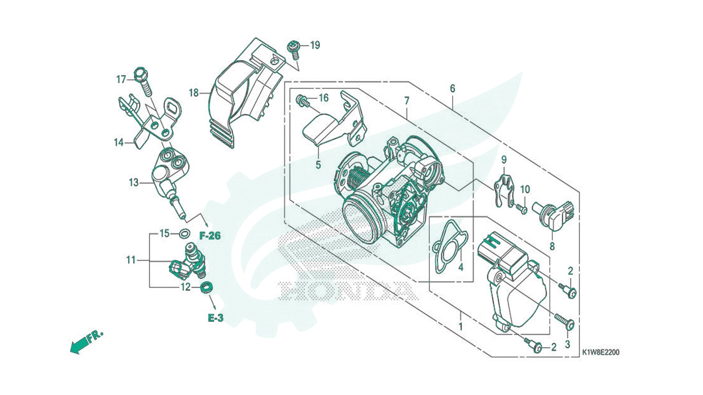 BỘ PHỤ TÙNG E - 22 CATALOGUE BỘ HỌNG GA / KIM PHUN XĂNG HONDA SH 350 (2021)
