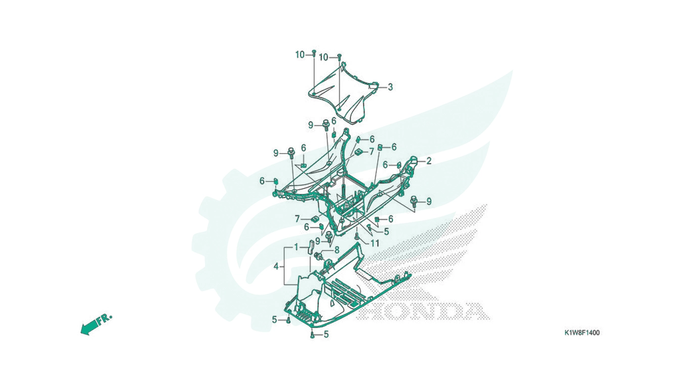 BỘ PHỤ TÙNG F - 14 CATALOGUE SÀN ĐỂ CHÂN HONDA SH 350 (2021)