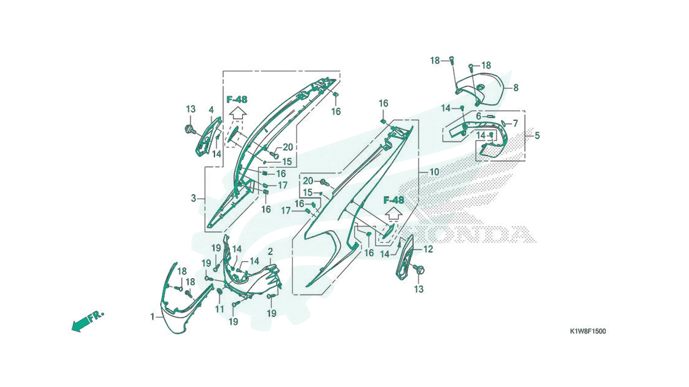 BỘ PHỤ TÙNG F - 15 CATALOGUE ỐP THÂN HONDA SH 350 (2021)