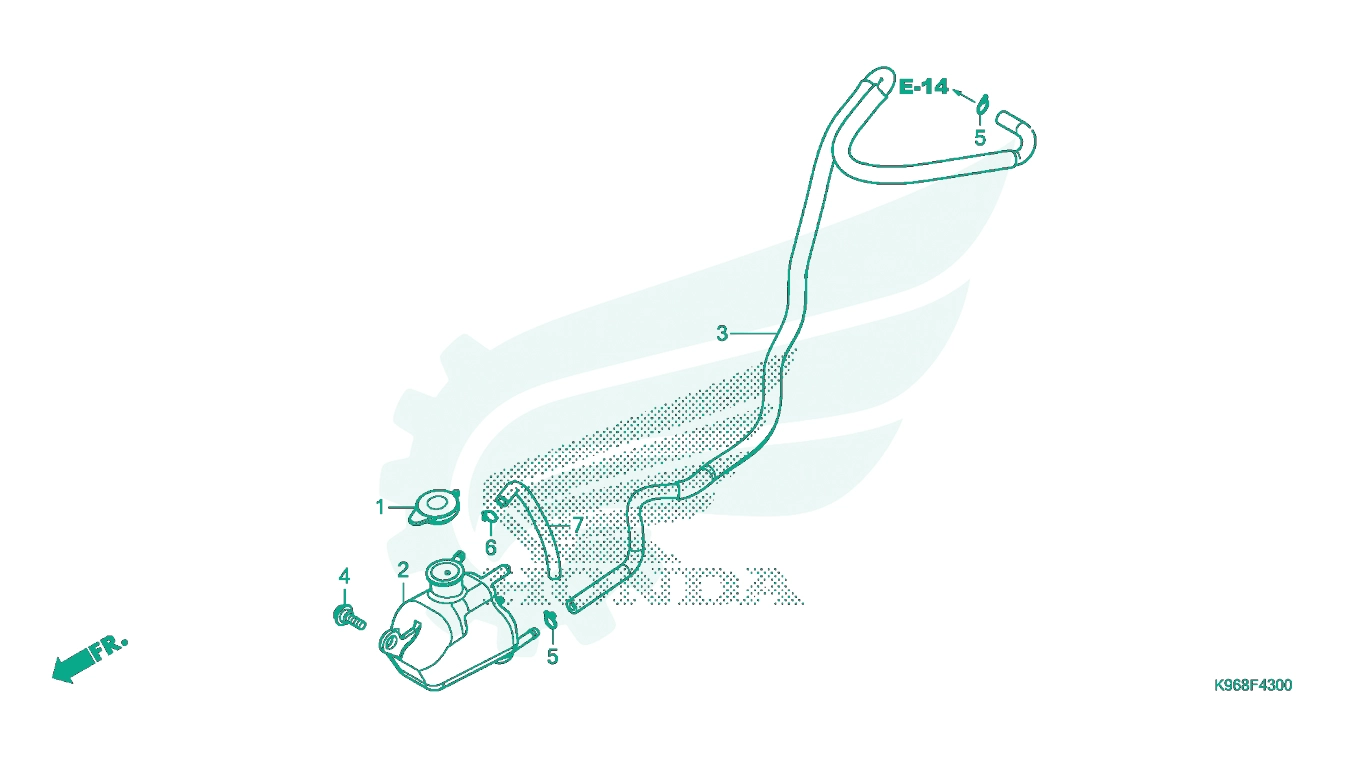 Sơ đồ phụ tùng Honda - BỘ PHỤ TÙNG F - 43 CATALOGUE BÌNH NƯỚC PHỤ HONDA PCX 125 / PCX 150 (WW125J WW150J) (2017 - 2020)