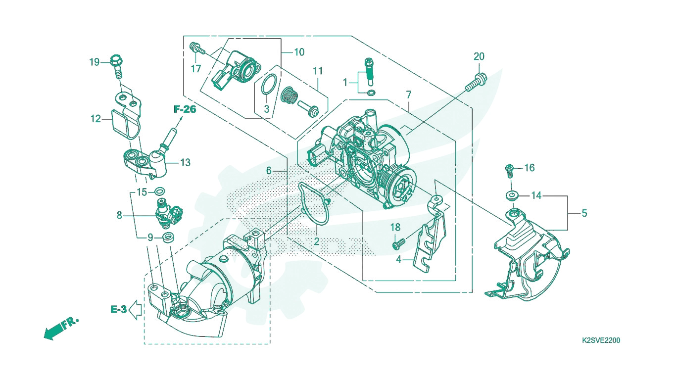 BỘ PHỤ TÙNG E - 22 CATALOGUE BỘ HỌNG GA / KIM PHUN XĂNG HONDA VARIO 160 (2023)