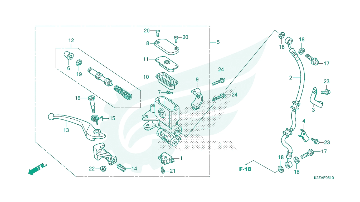 BỘ PHỤ TÙNG F - 5 - 10 CATALOGUE XY LANH CHÍNH PHANH TRƯỚC (ACA125CBF) HONDA AIR BLADE 125 / AIR BLADE 160 K2Z K3A (2023+)