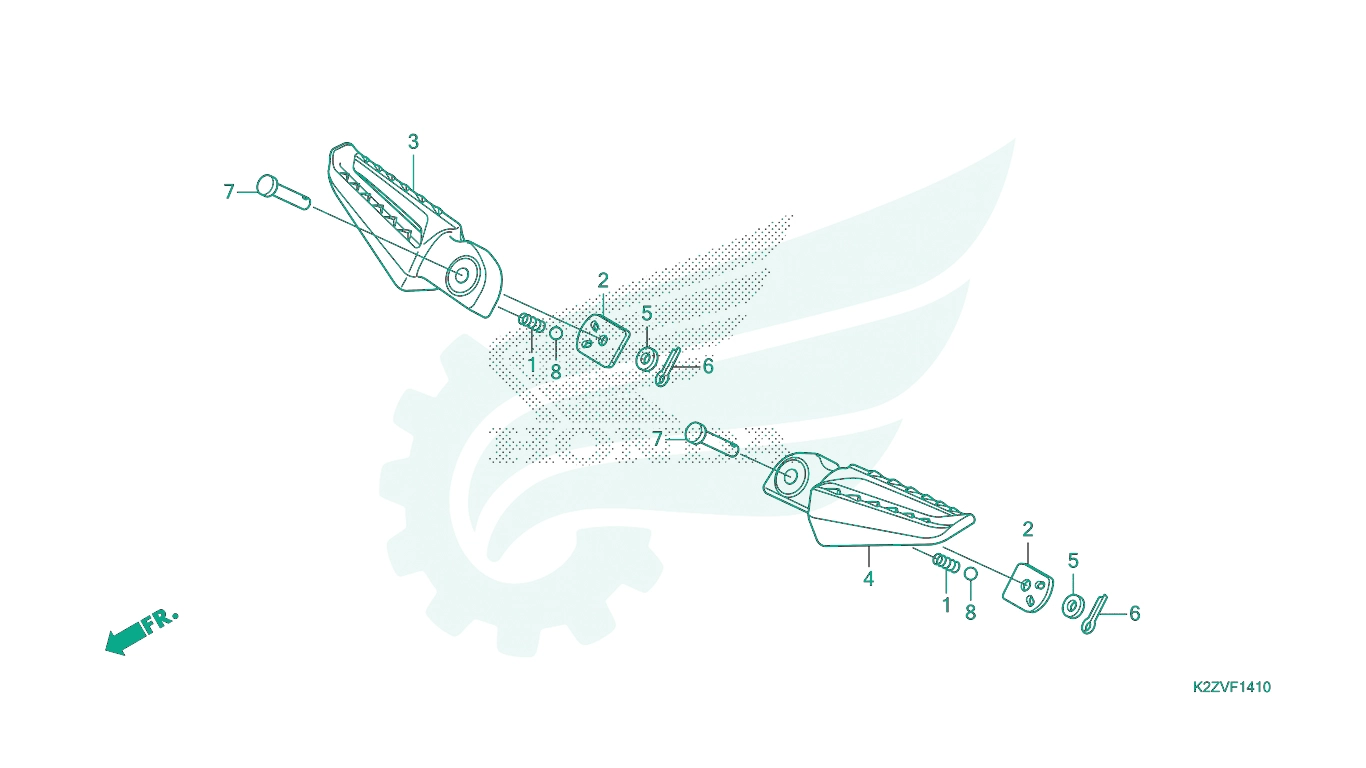 BỘ PHỤ TÙNG F - 14 - 10 CATALOGUE GÁC CHÂN SAU HONDA AIR BLADE 125 / AIR BLADE 160 K2Z K3A (2023+)