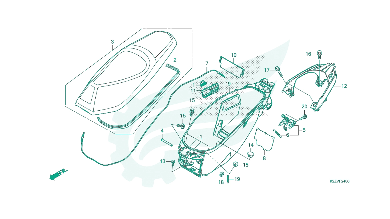BỘ PHỤ TÙNG F - 24 CATALOGUE YÊN XE / HỘP ĐỰNG ĐỒ HONDA AIR BLADE 125 / AIR BLADE 160 K2Z K3A (2023+)