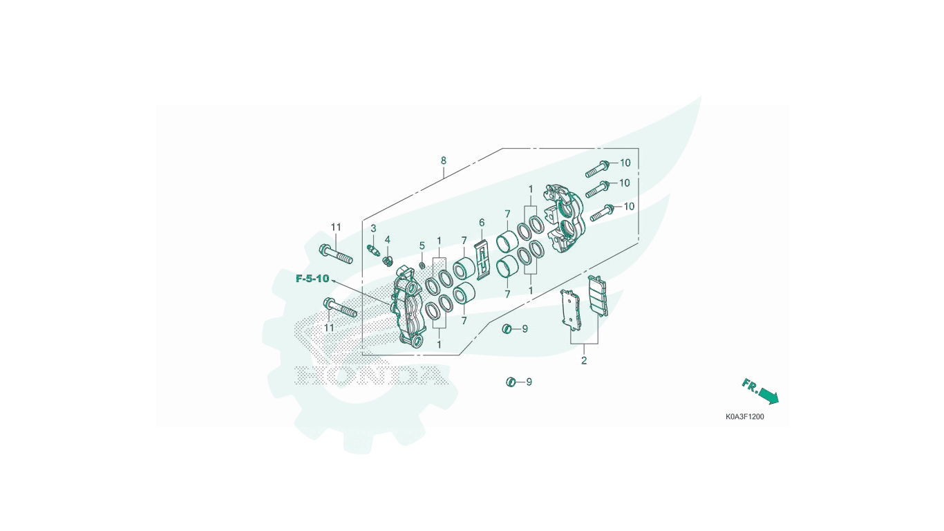 Sơ đồ phụ tùng Honda - BỘ PHỤ TÙNG F - 12 CATALOGUE NGÀM PHANH TRƯỚC HONDA CB300R (2019+)