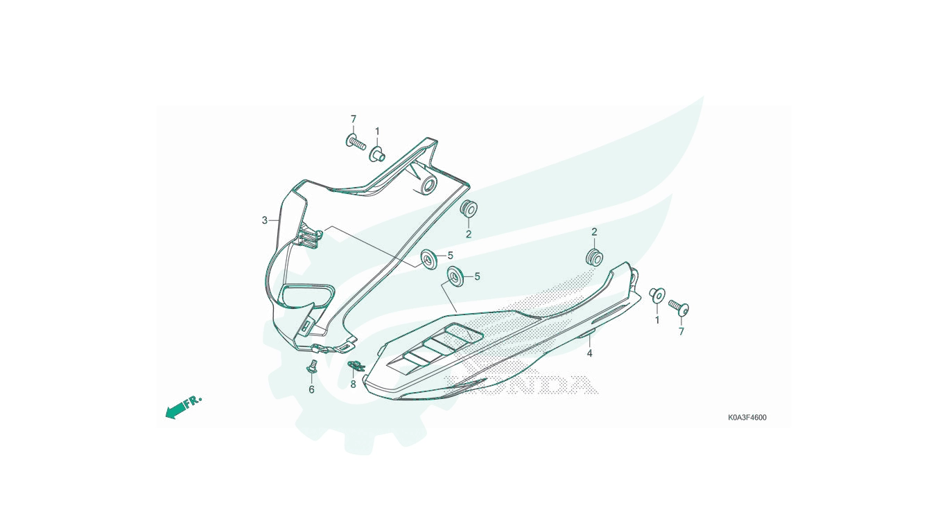 Sơ đồ phụ tùng Honda - BỘ PHỤ TÙNG F - 46 CATALOGUE ỐP NHỰA PHÍA DƯỚI HONDA CB300R (2019+)