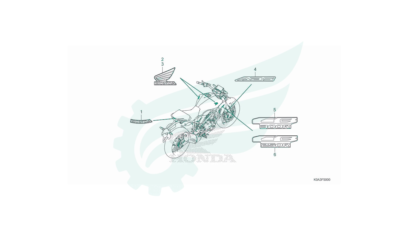 Sơ đồ phụ tùng Honda - BỘ PHỤ TÙNG F - 50 CATALOGUE TEM HONDA CB300R (2019+)
