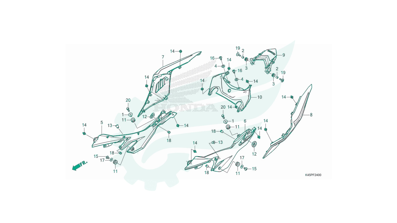 BỘ PHỤ TÙNG F - 24 CATALOGUE ỐP CẠNH / DÀN NHỰA PHÍA SAU HONDA CBR150R (2021)