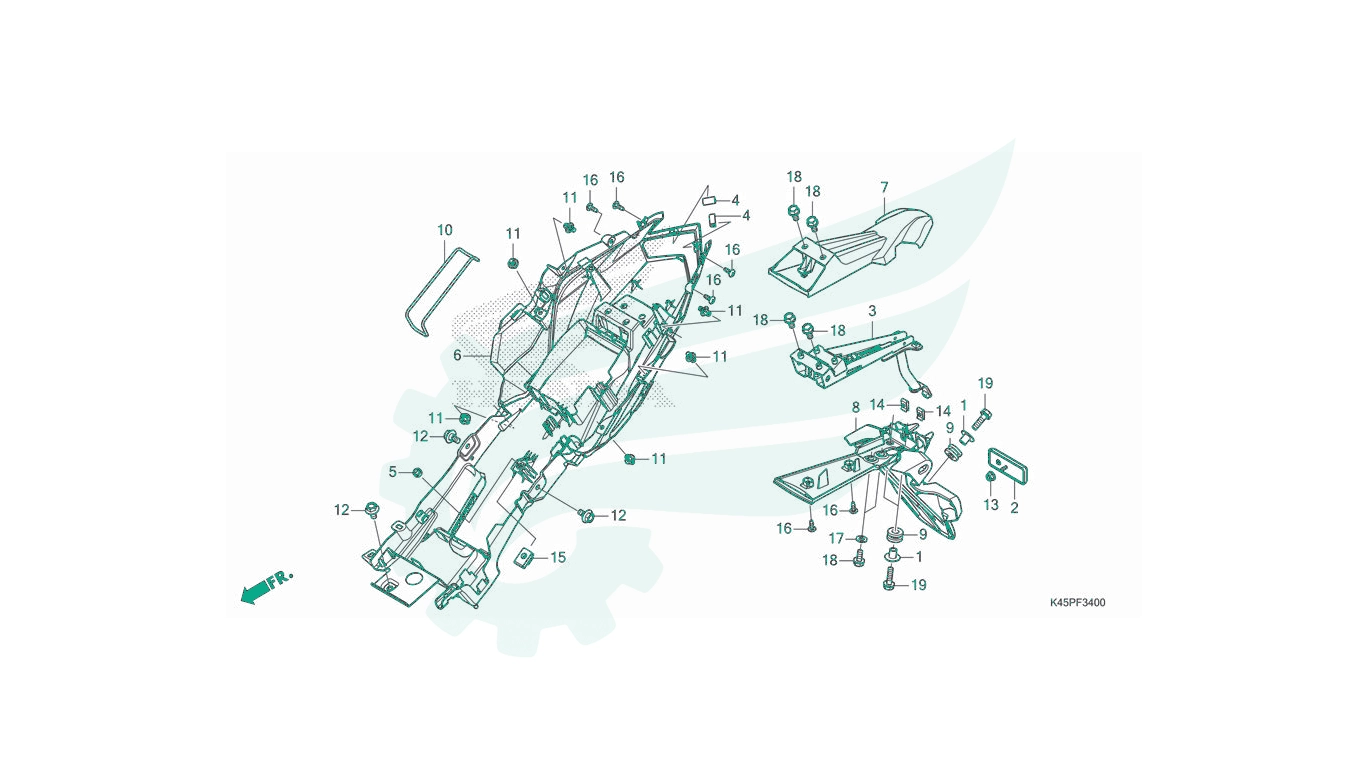 BỘ PHỤ TÙNG F - 34 CATALOGUE CHẮN BÙN SAU HONDA CBR150R (2021)