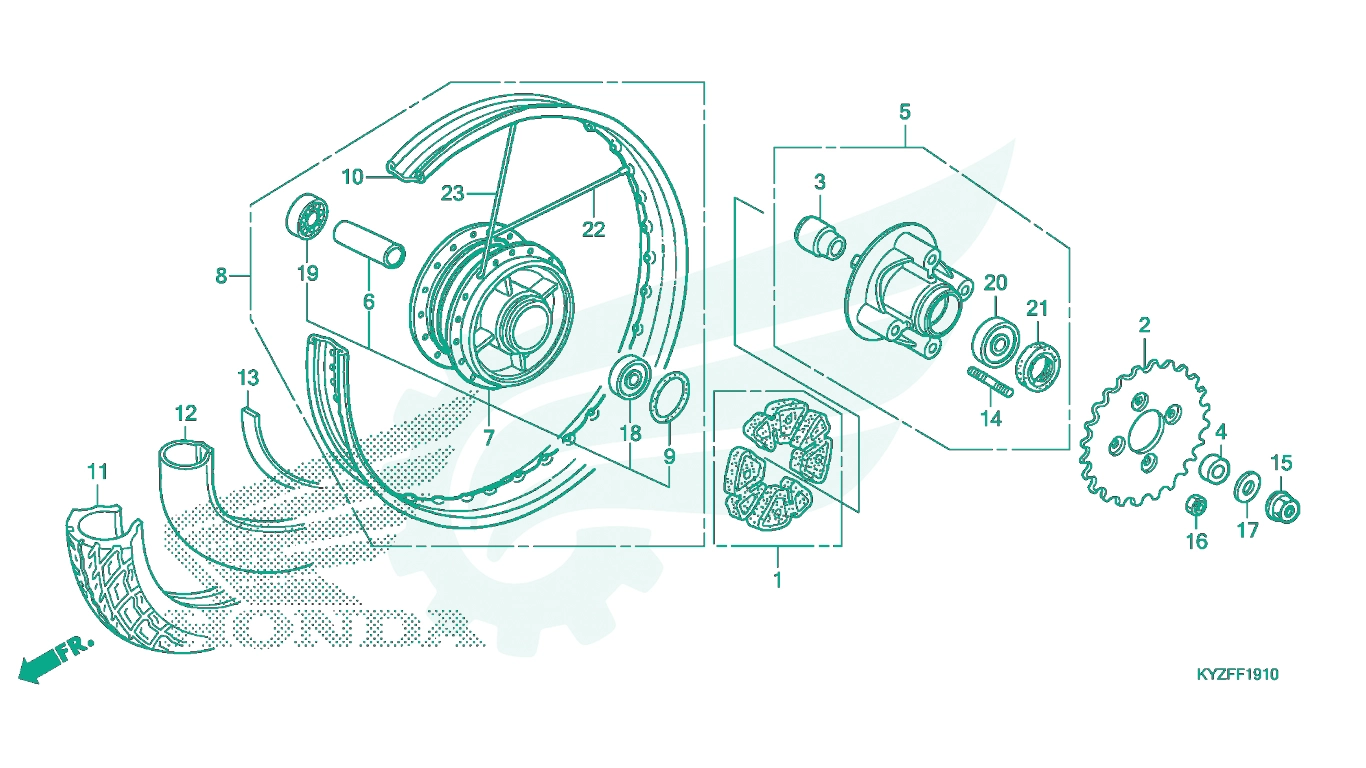 BỘ PHỤ TÙNG F - 19 - 10 CATALOGUE BÁNH XE SAU (NAN HOA) HONDA FUTURE 125 (2015+)