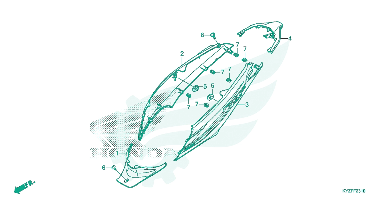 BỘ PHỤ TÙNG F - 23 - 10 CATALOGUE BỘ ỐP THÂN XE HONDA FUTURE 125 (2015+)