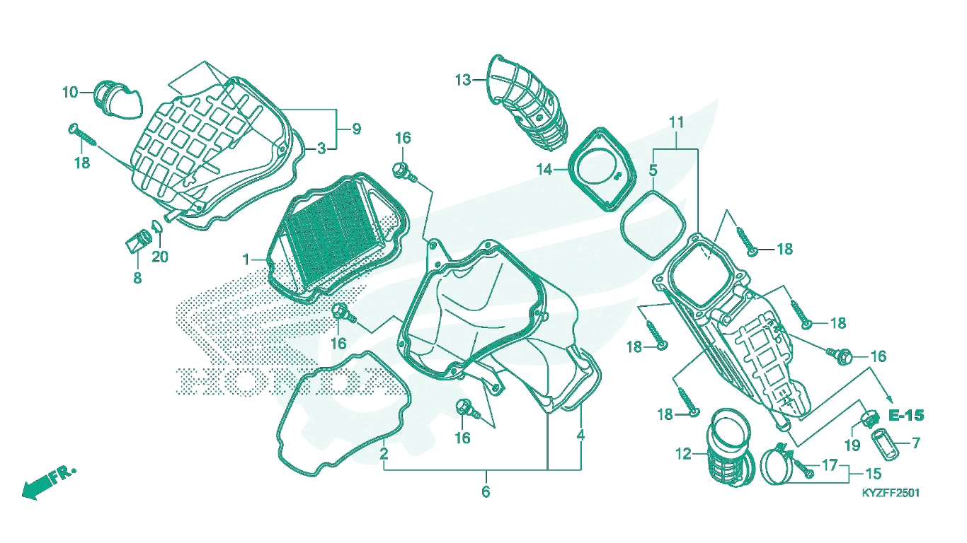BỘ PHỤ TÙNG F - 25 - 1 CATALOGUE LỌC GIÓ (AFS125MS) HONDA FUTURE 125 (2015+)
