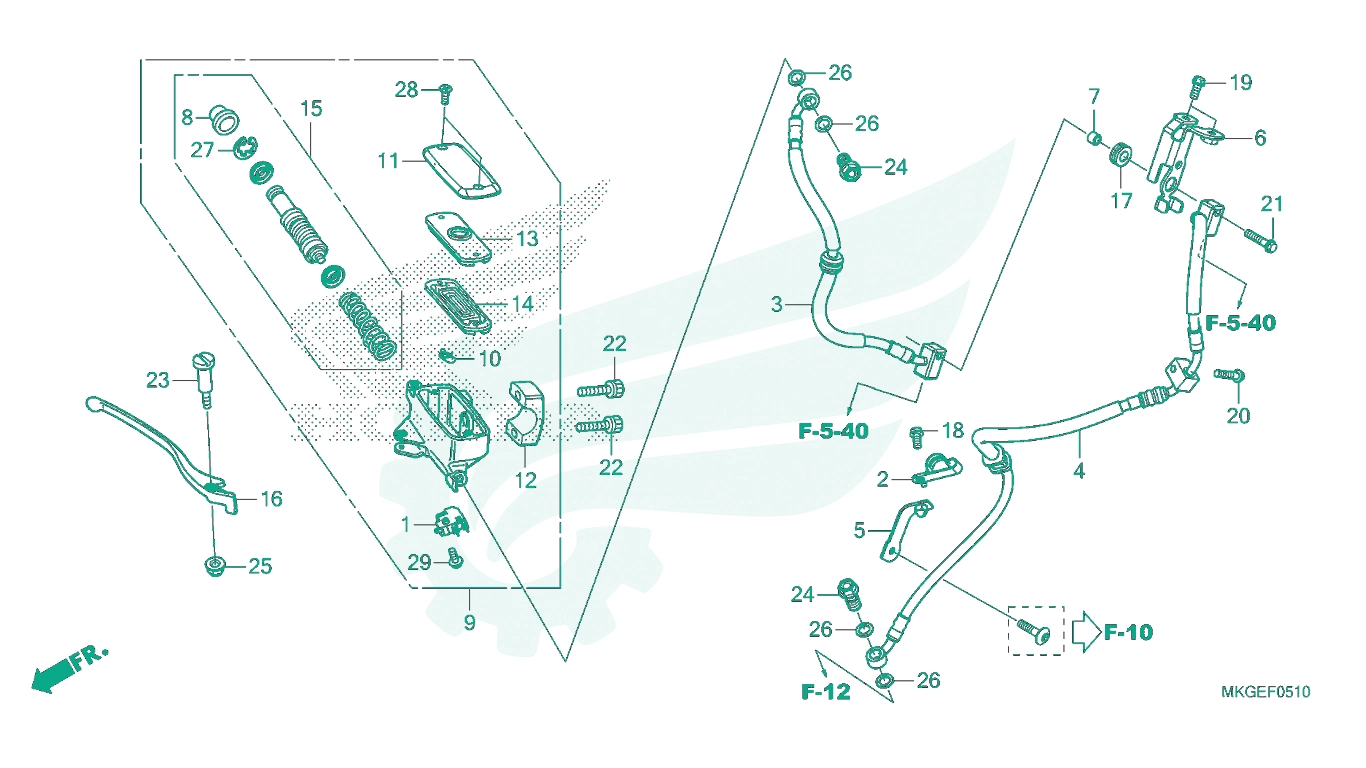 BỘ PHỤ TÙNG F - 5 - 10 CATALOGUE CỤM TAY PHANH TRƯỚC HONDA REBEL 500 (2021)
