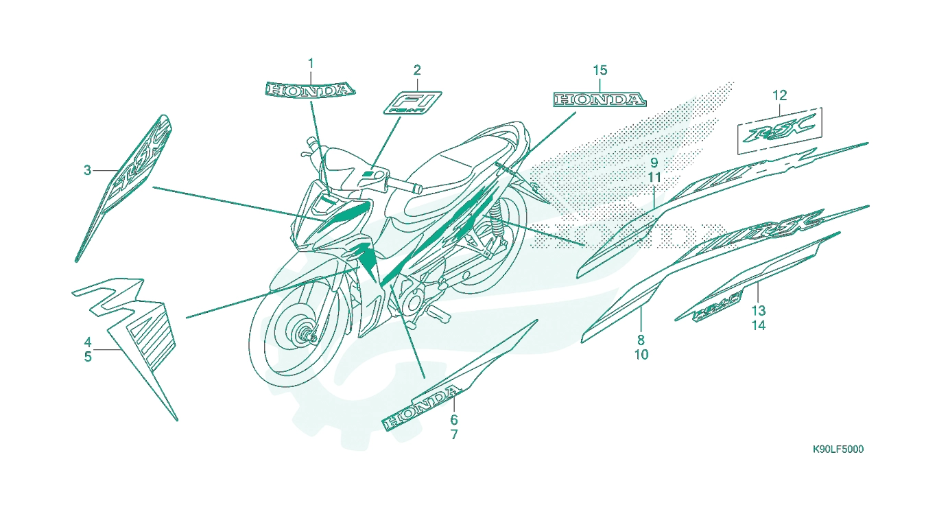 Sơ đồ phụ tùng Honda - BỘ PHỤ TÙNG F - 50 CATALOGUE TEM / BIỂU TƯỢNG XE HONDA WAVE RSX 110 (2019)