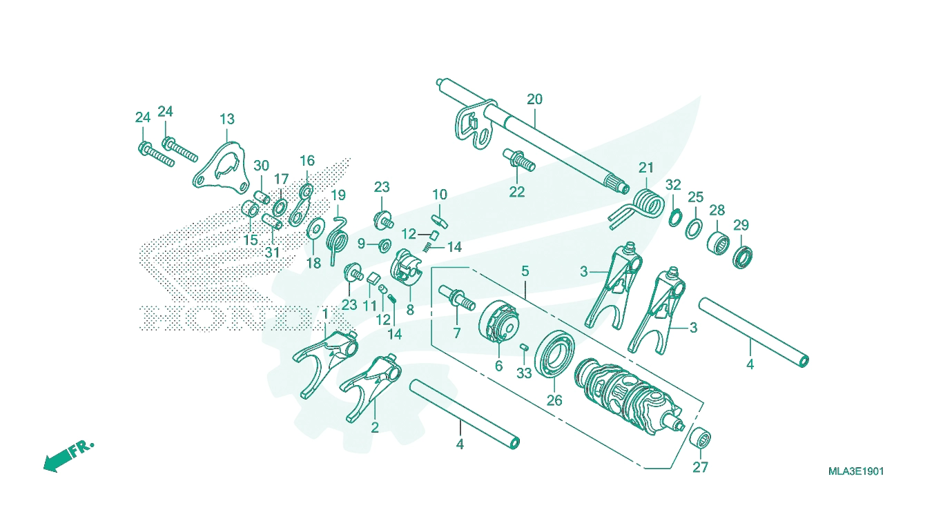 BỘ PHỤ TÙNG E - 19 - 1 CATALOGUE TRỐNG CHUYỂN SỐ (CMX1100D) HONDA REBEL 1100 (2022)