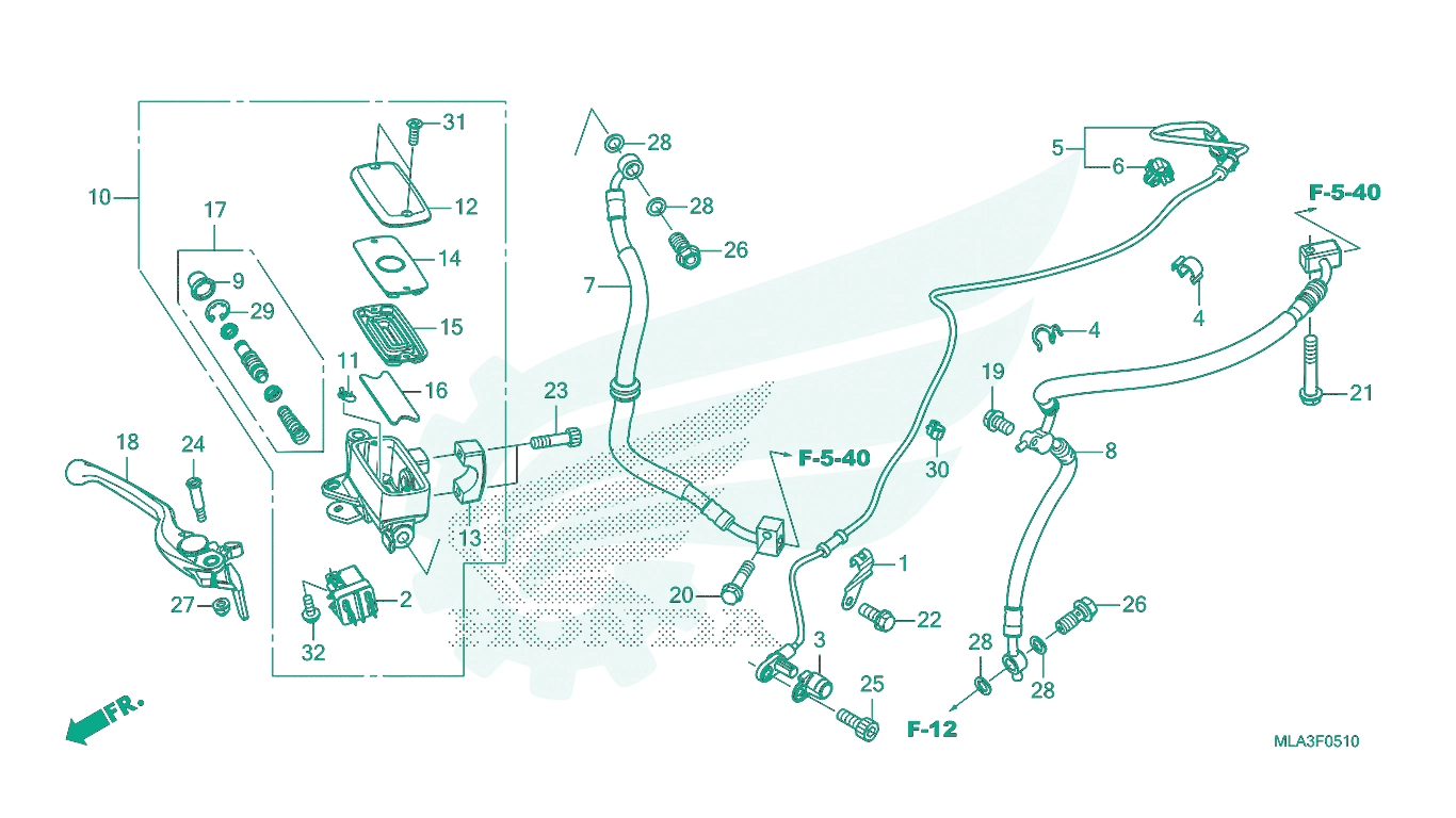 BỘ PHỤ TÙNG F - 5 - 10 CATALOGUE CỤM TAY PHANH TRƯỚC HONDA REBEL 1100 (2022)