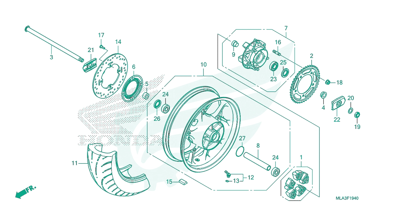 BỘ PHỤ TÙNG F - 19 - 40 CATALOGUE BÁNH XE SAU HONDA REBEL 1100 (2022)