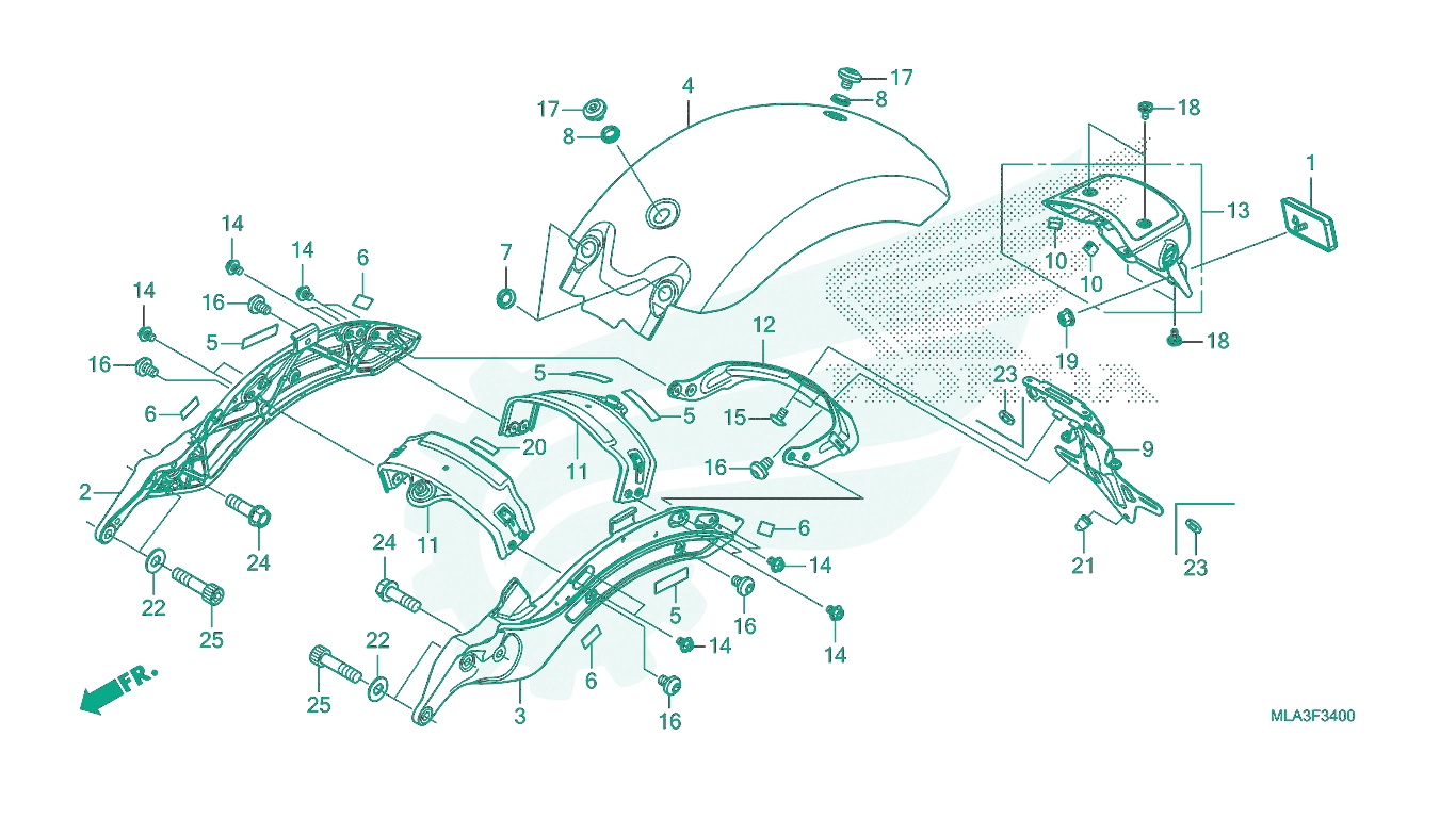 BỘ PHỤ TÙNG F - 34 CATALOGUE CHẮN BÙN SAU HONDA REBEL 1100 (2022)