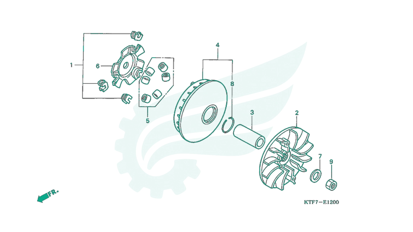 BỘ PHỤ TÙNG E - 12 CATALOGUE BÁNH ĐÀ TRƯỚC (DRIVE FACE) HONDA SH 125 VÀ 150 ITALIA (2005 - 2008)