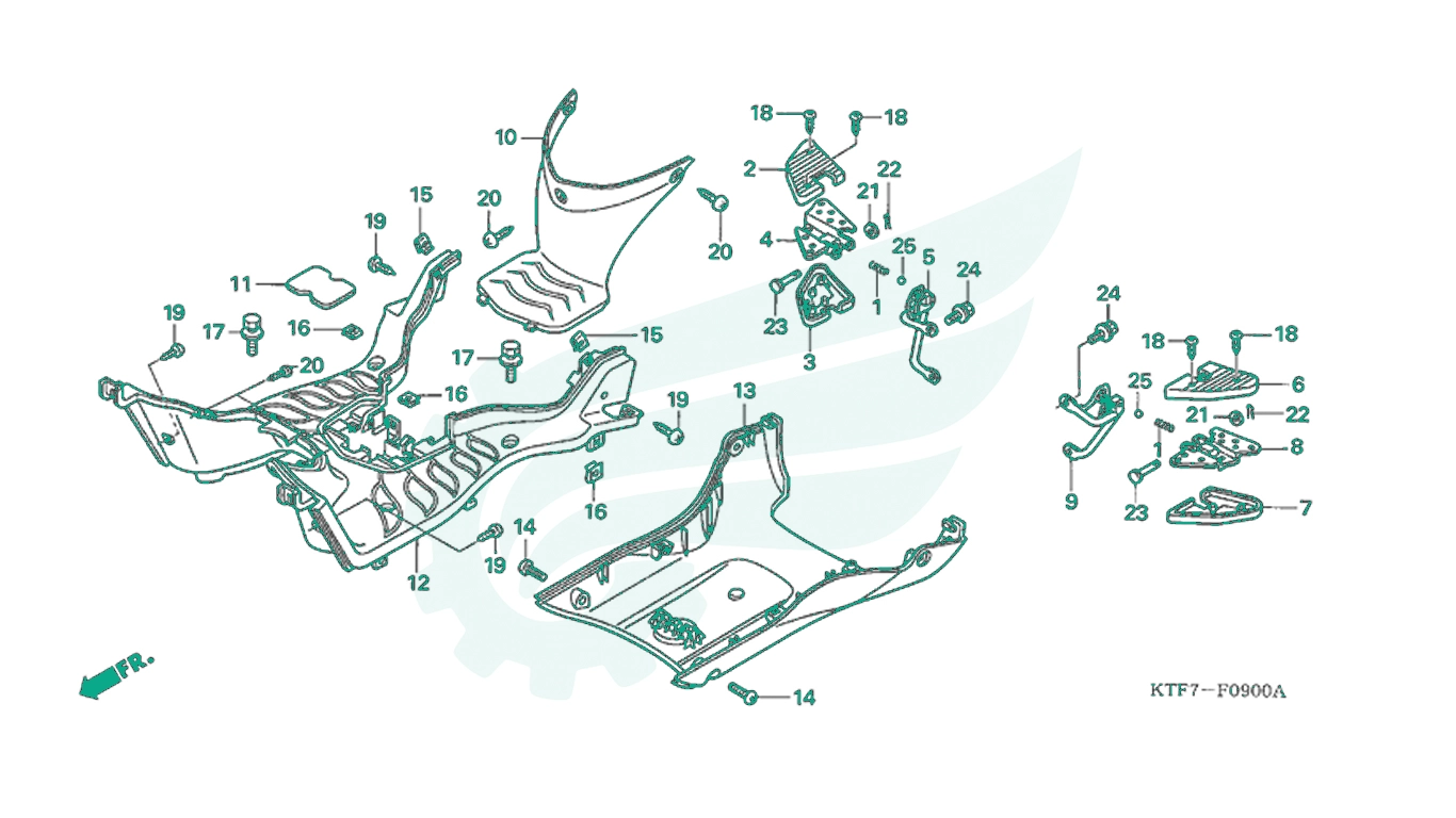 BỘ PHỤ TÙNG F - 9 CATALOGUE TẤM SÀN / GÁC CHÂN SAU HONDA SH 125 VÀ 150 ITALIA (2005 - 2008)