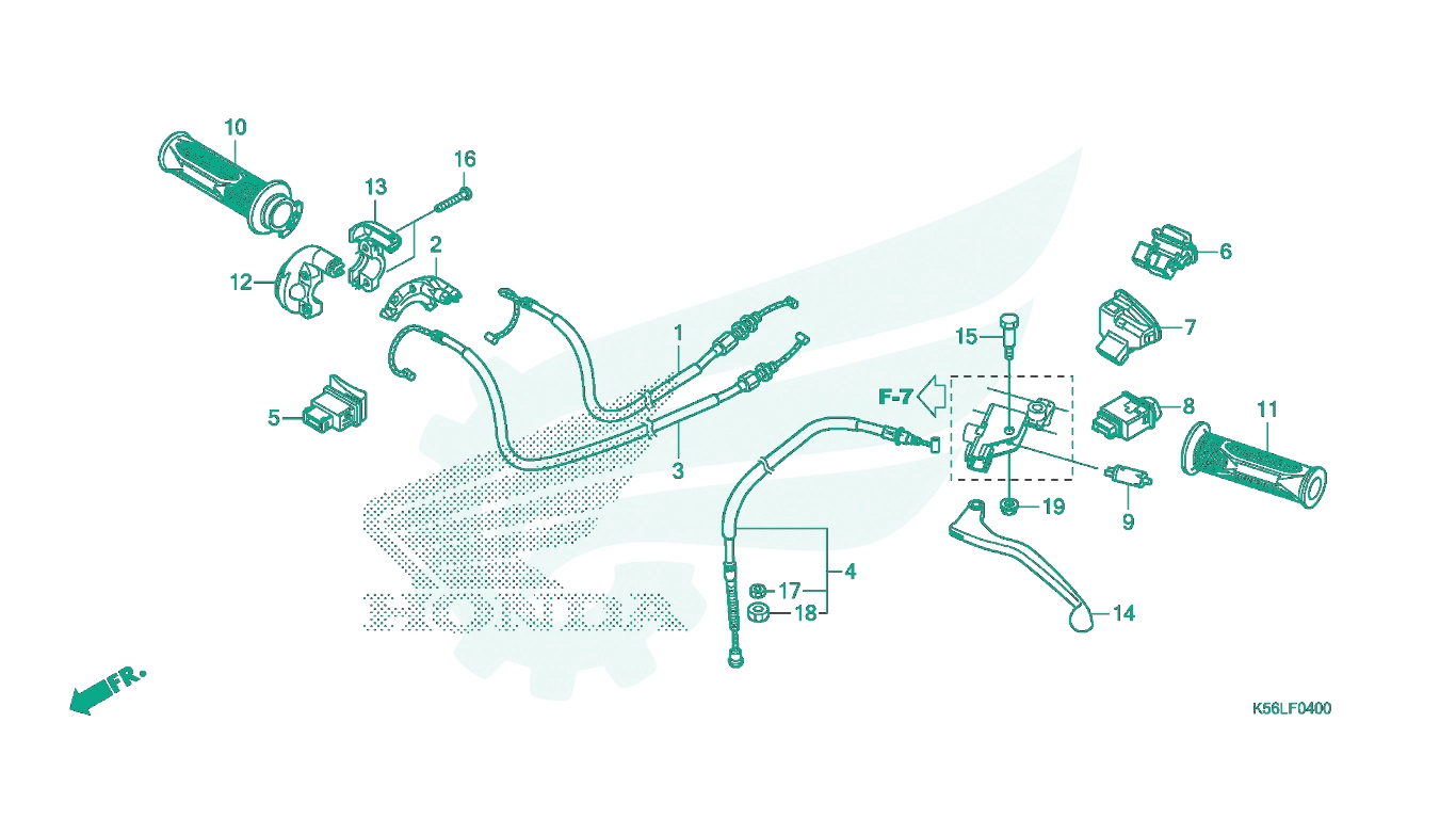 BỘ PHỤ TÙNG F - 4 CATALOGUE CỤM TAY PHANH / CÔNG TẮC / DÂY CÁP HONDA WINNER X (07 / 2019+)
