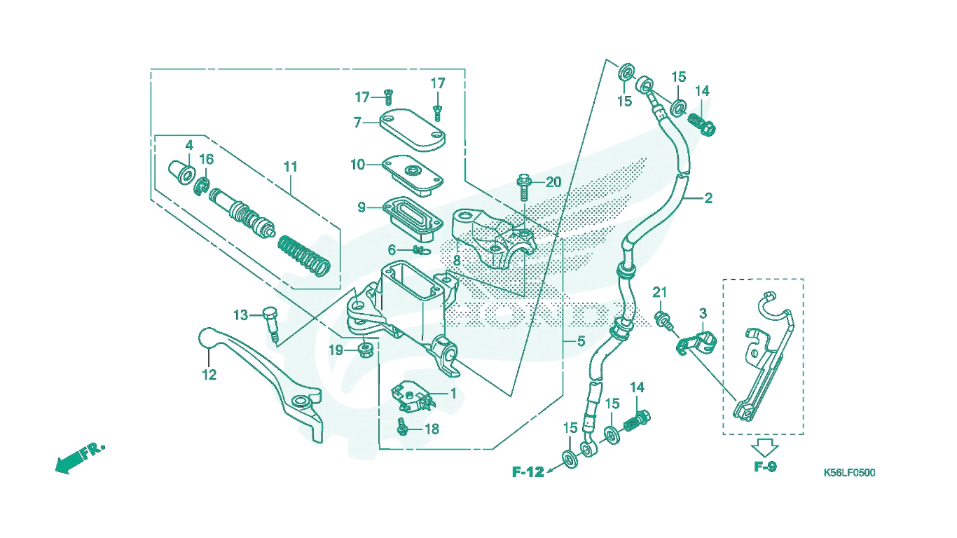 BỘ PHỤ TÙNG F - 5 CATALOGUE CỤM TAY PHANH TRƯỚC (FS150F) HONDA WINNER X (07 / 2019+)
