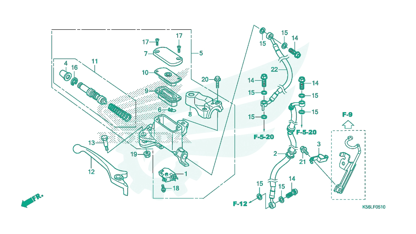 BỘ PHỤ TÙNG F - 5 - 10 CATALOGUE CỤM TAY PHANH TRƯỚC (FS150FA) HONDA WINNER X (07 / 2019+)