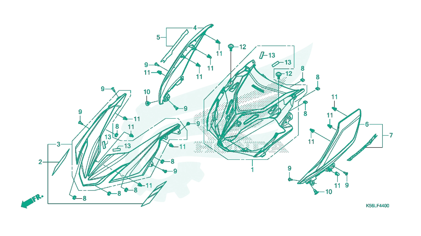 BỘ PHỤ TÙNG F - 44 CATALOGUE MẶT NẠ TRƯỚC HONDA WINNER X (07 / 2019+)