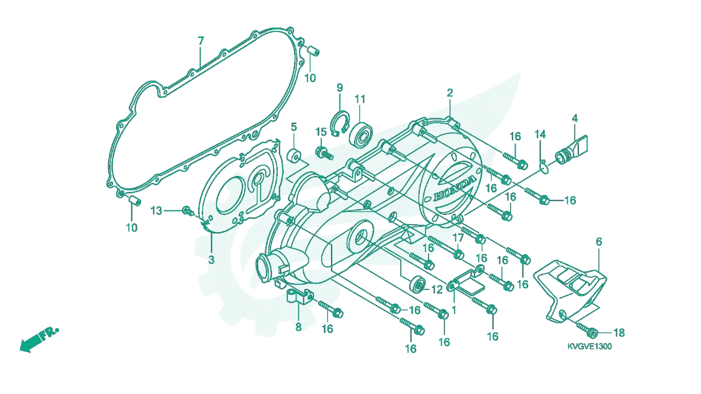 BỘ PHỤ TÙNG E - 13 CATALOGUE ỐP VÁCH MÁY TRÁI HONDA AIR BLADE 110 (03 / 2007 - 12 / 2012)