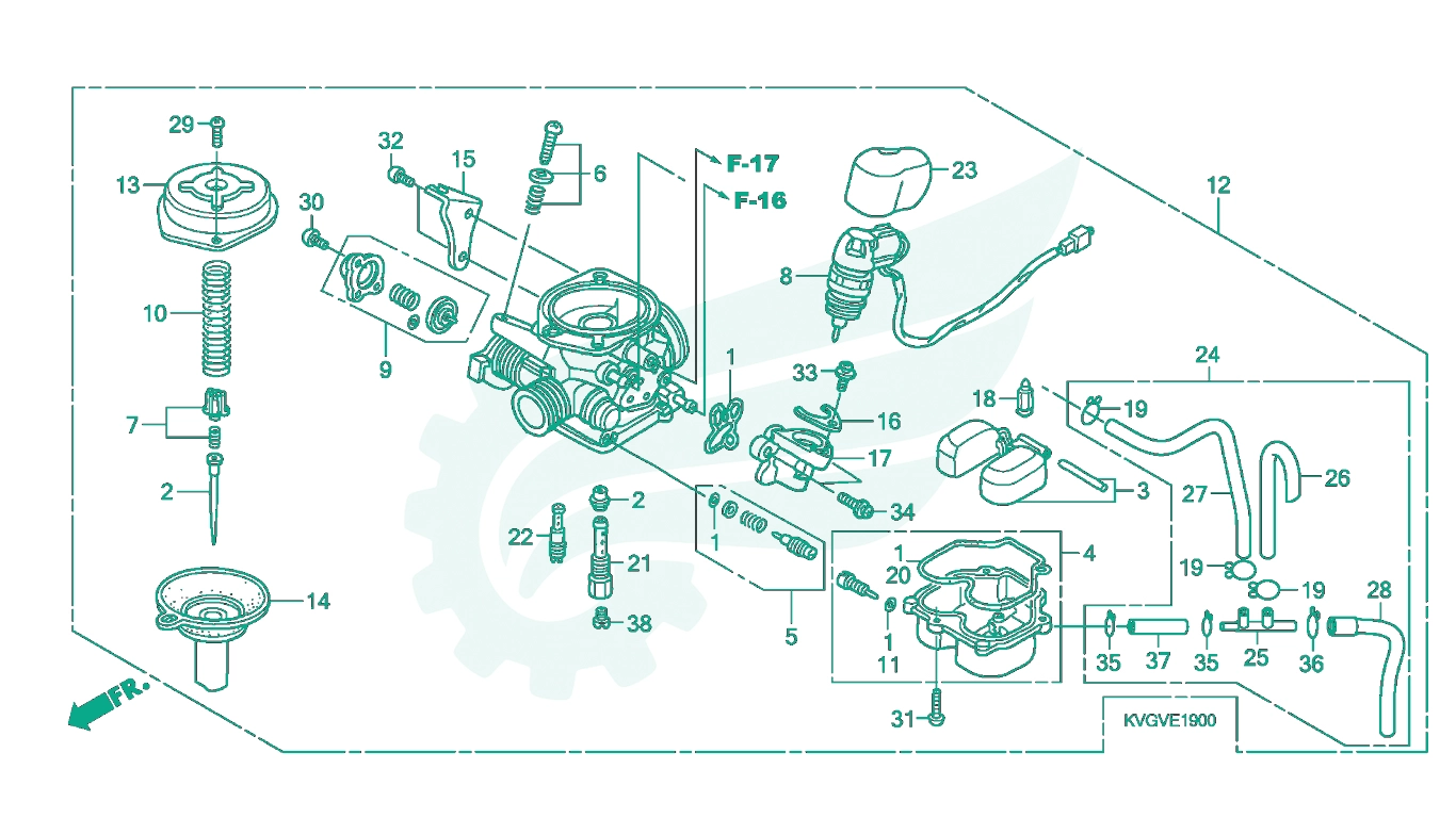BỘ PHỤ TÙNG E - 19 CATALOGUE CHẾ HÒA KHÍ HONDA AIR BLADE 110 (03 / 2007 - 12 / 2012)