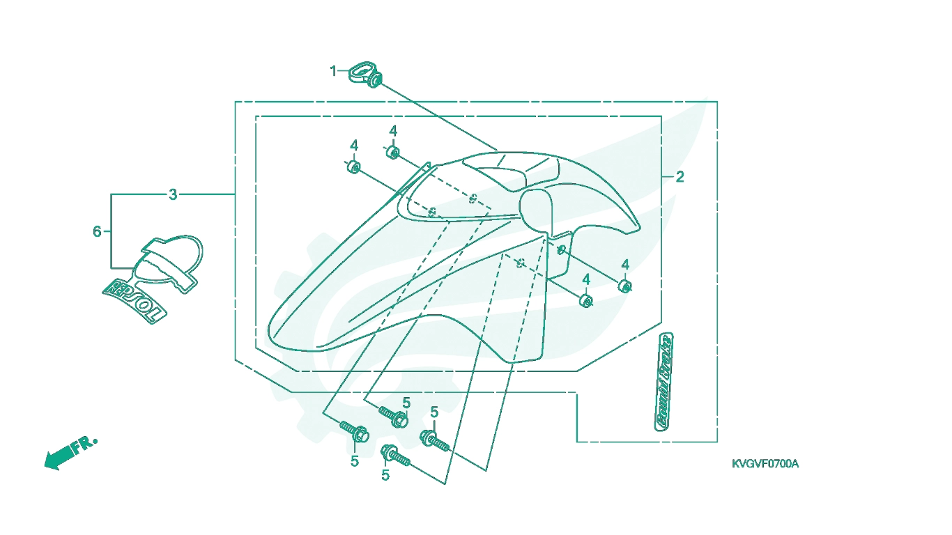 BỘ PHỤ TÙNG F - 7 CATALOGUE CHẮN BÙN TRƯỚC (ANC1107 / 8 / A,ACA110A) HONDA AIR BLADE 110 (03 / 2007 - 12 / 2012)