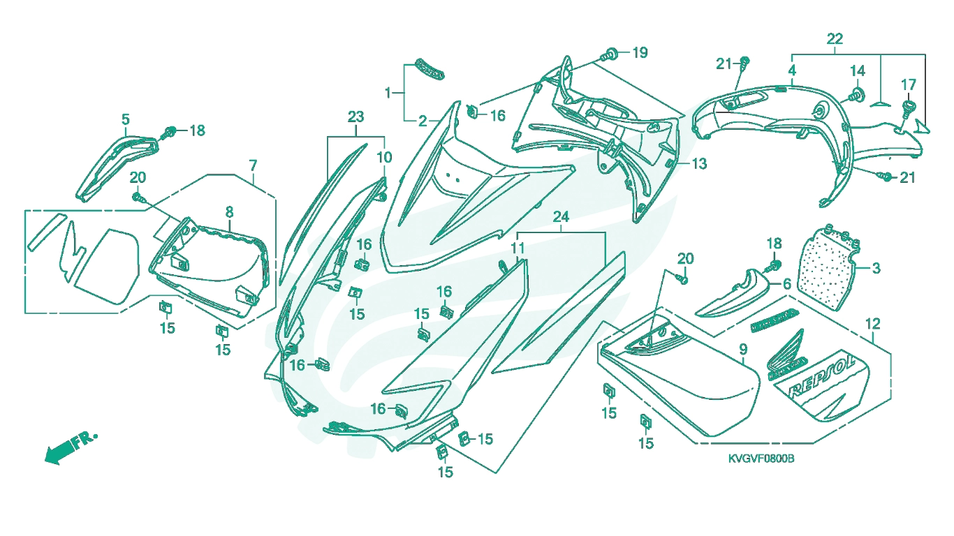 BỘ PHỤ TÙNG F - 8 CATALOGUE CHẮN BÙN TRƯỚC (ANC1107 / 8 HONDA AIR BLADE 110 (03 / 2007 - 12 / 2012)